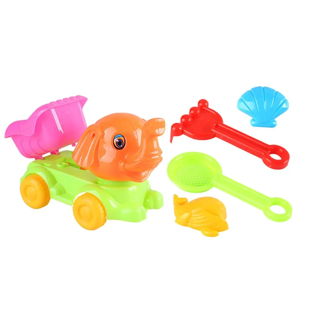 Kids Beach Sand Toy Set, with Elephant Sand Wheel, Rake, Shovel, Molds (Pack of 5), Kids GIFT