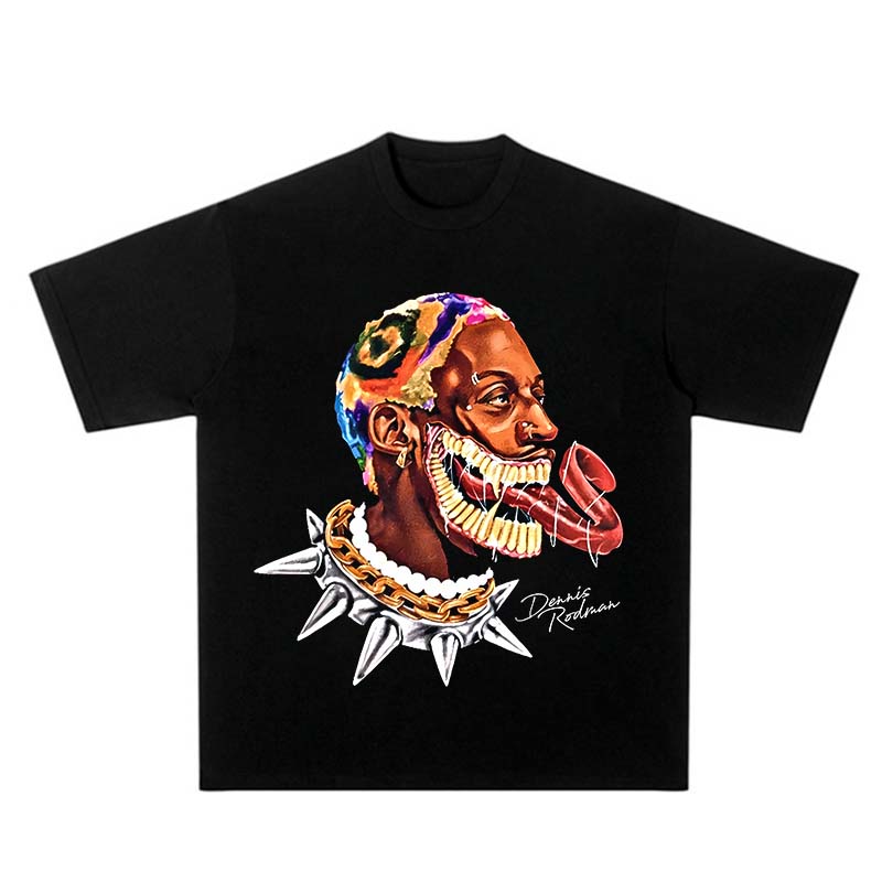 Men's Oversize Hip-Hop Retro T-Shirt: Dennis Rodman Edition - true deals club