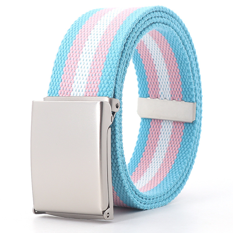 3.8X120cm Simple Design Stripe Rainbow Style Male and Female Students Youth Casual Canvas Jeans Women Belt Clothing Accessories