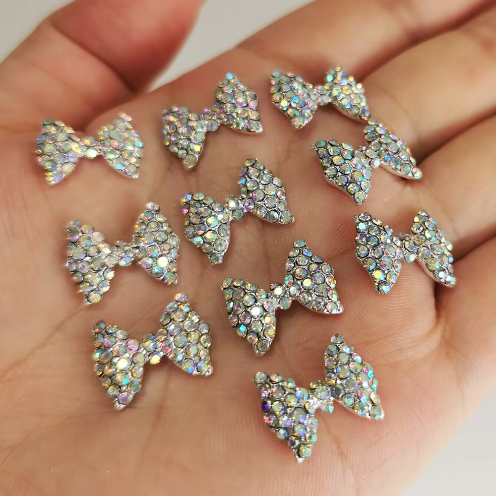 Best of 10Pcs Full Glitter Diamond Bow 3D Nail Charms 13*17MM Clear / AB Crystal Bow Rhinestone DecorChristams Kawaii Bow Manicure Parts Reviews & Tips