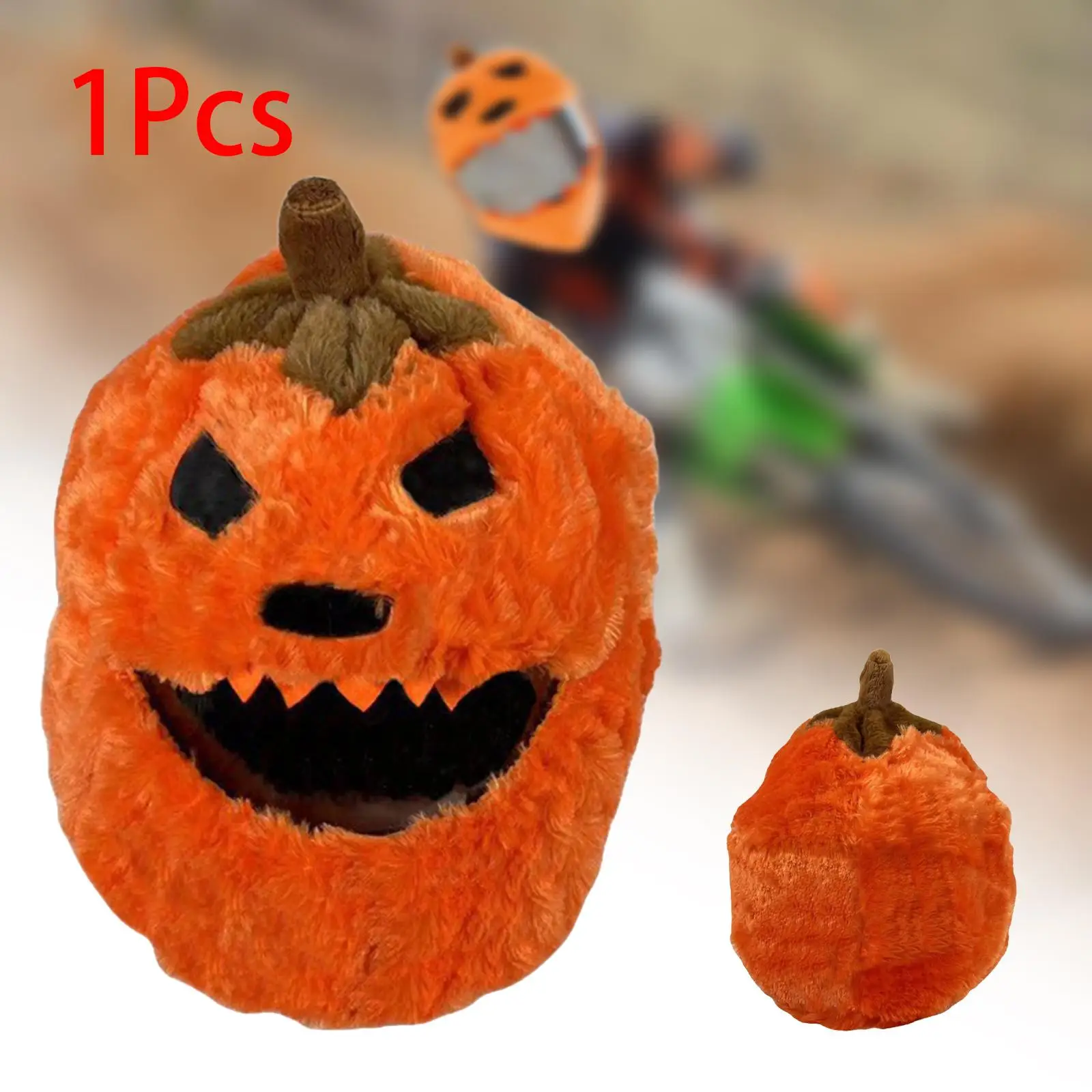 Motorcycle Helmet Cover Halloween Pumpin Windproof Universal Increase Riding Fun to Install Plush Funny Helmet Cover Orange