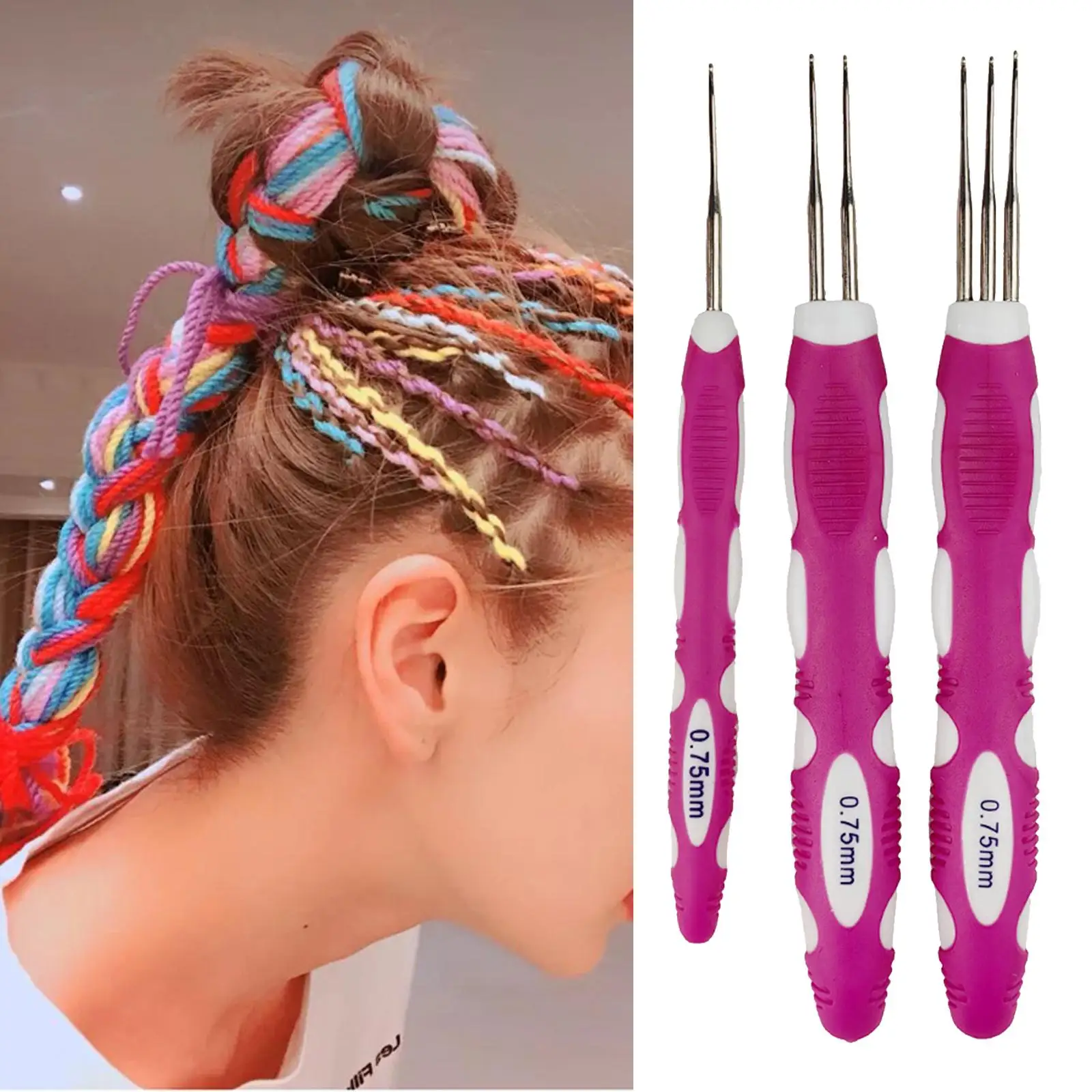 Dreadlock Crochet Needle Durable Easy to Use Professional Hair Braiding 1 Hook 2 Hooks 3 Hooks for Braid Crafts Hair Accessories