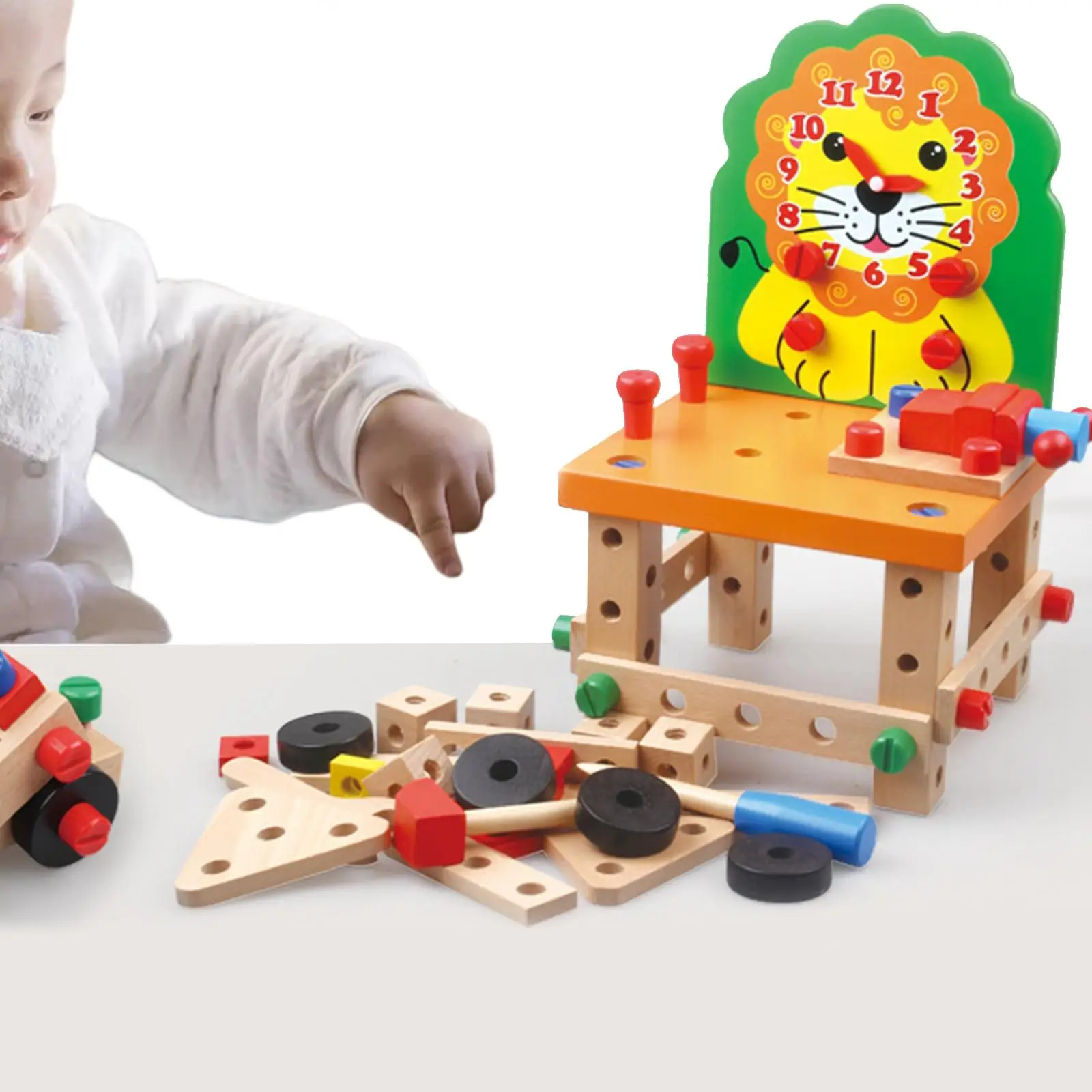 Wooden Assembling Chair Nuts and Bolts Toy Montessori Toys for Girls Boys