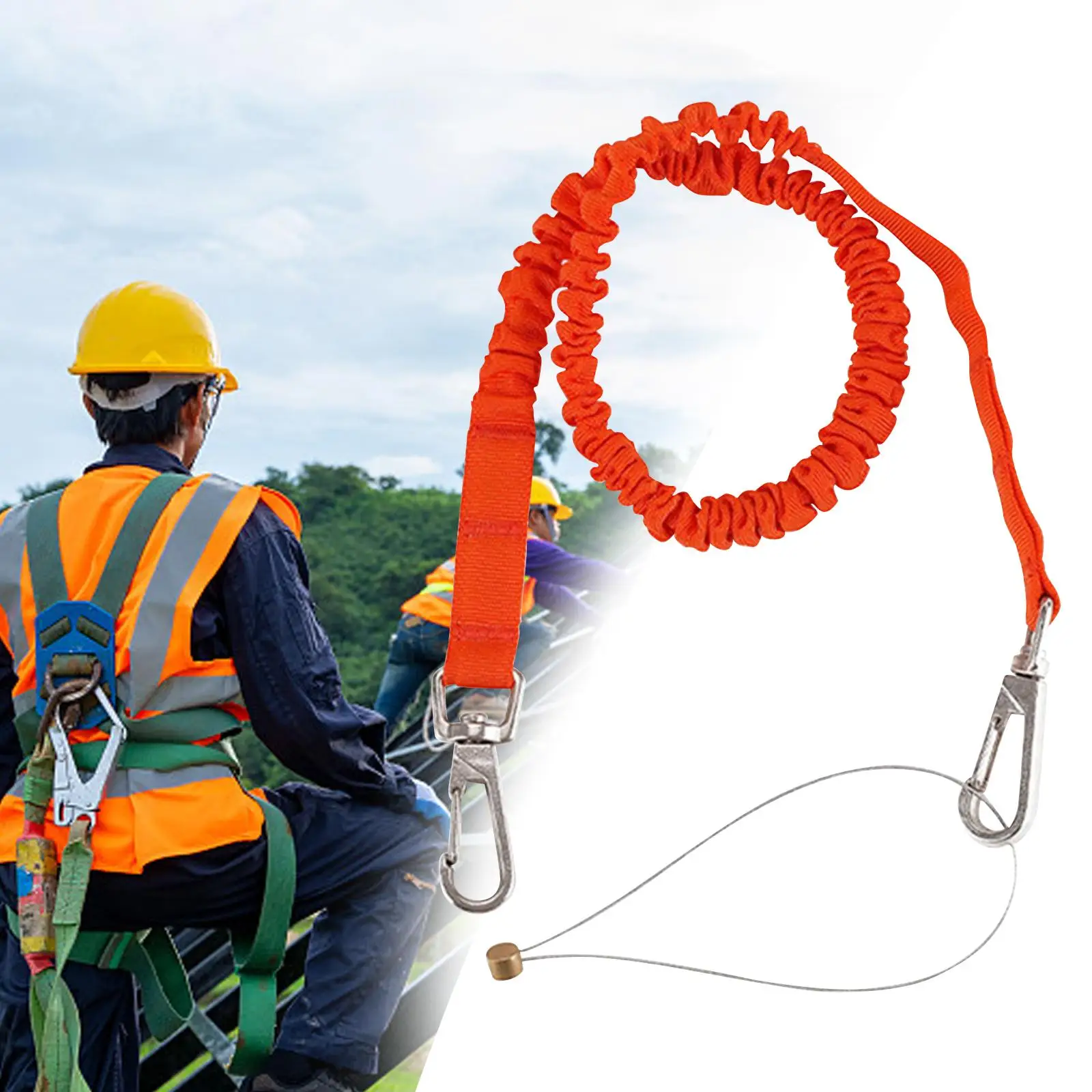 Climbing Restraint Lanyard Fall Protection with Two Buckles Strap Protective Equipment Cord Lanyards for Rappelling Outdoor