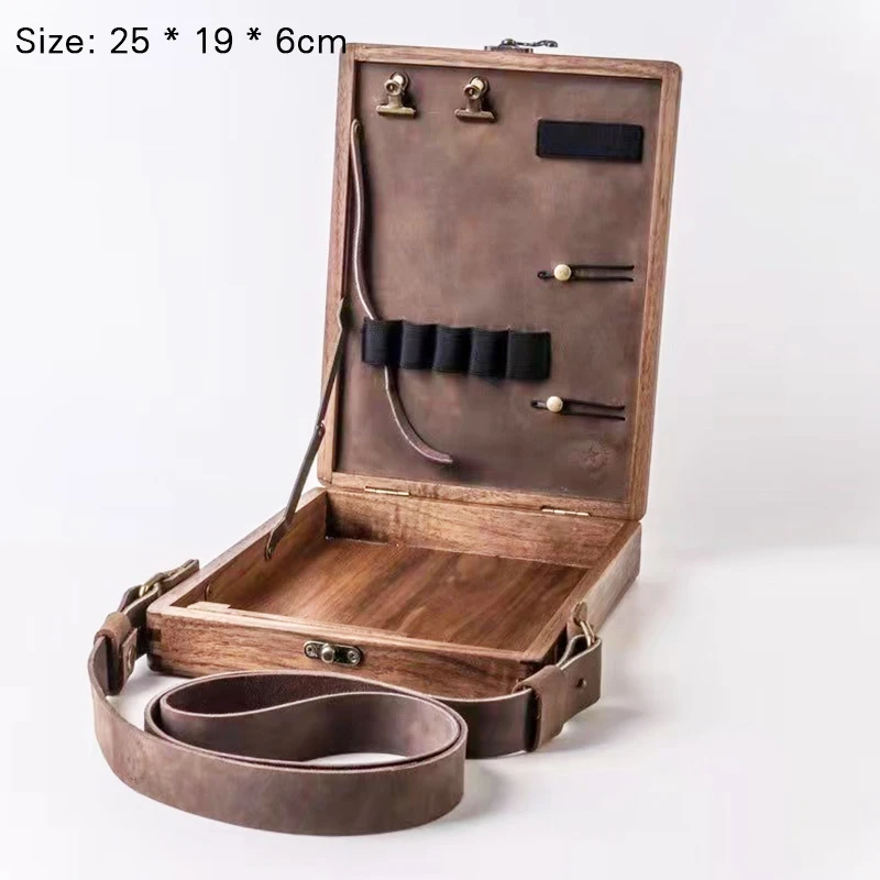 sac messager de boîte en bois portable avec création chevalets de support de organisateur