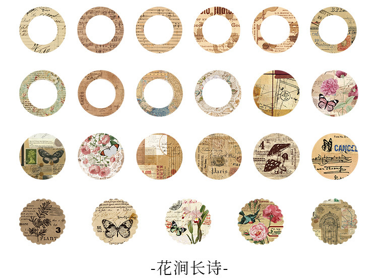 46pcs Vintage Mini Box Stickers for DIY Scrapbooking Journaling Collage Photo Album Sealing Decorative Stationery