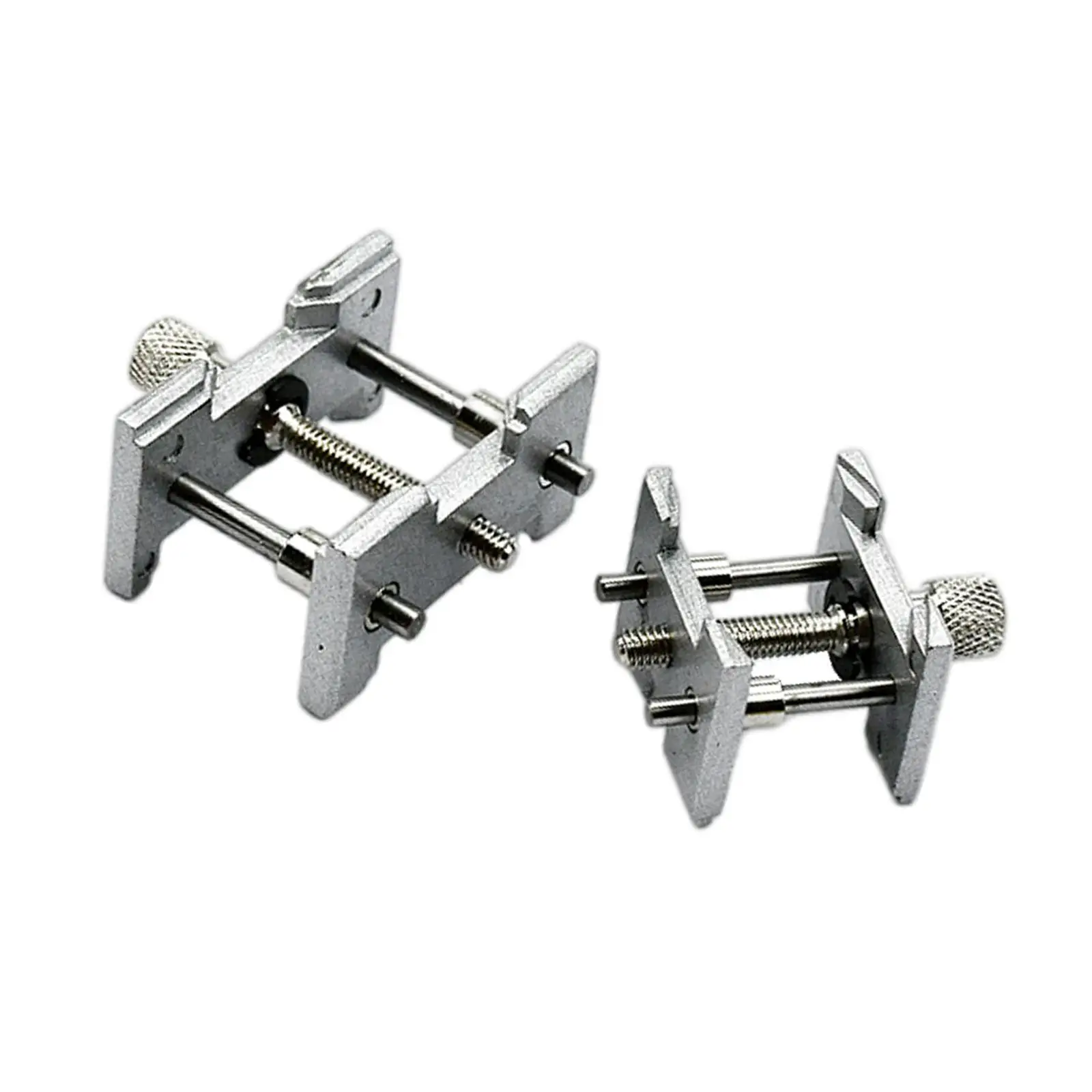 2Pcs Watch Movement Holder Maintenance Extensible Alloy, Reversible Clip, Fixed Base, Opening Holder, for Watchmaker, Accessory