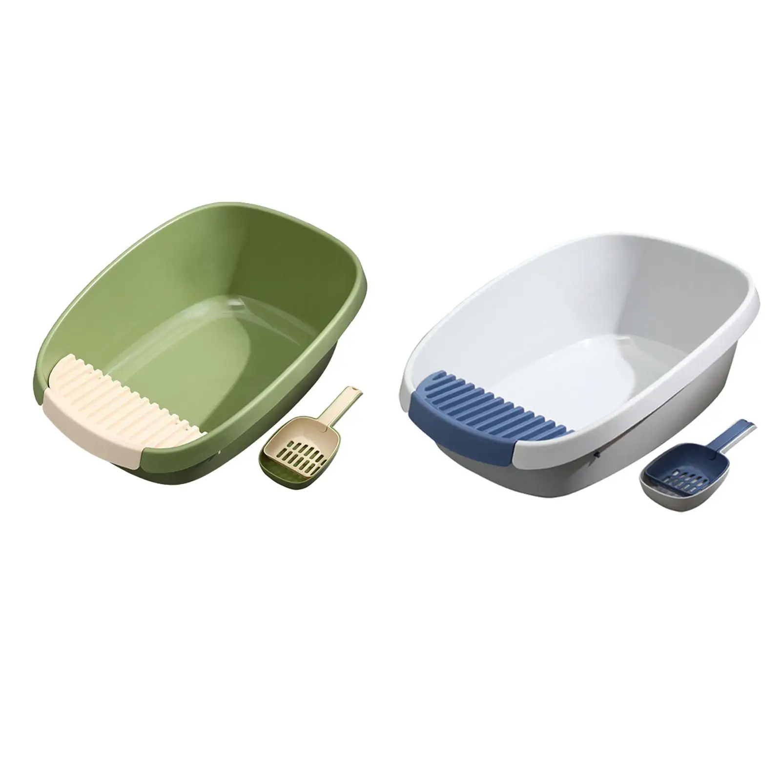 Open Cats Litter Box and Spoon Deep Toilet Anti Splashing Large Space Sandbox Nonstick Bottom Splashproof Pet Litter Tray