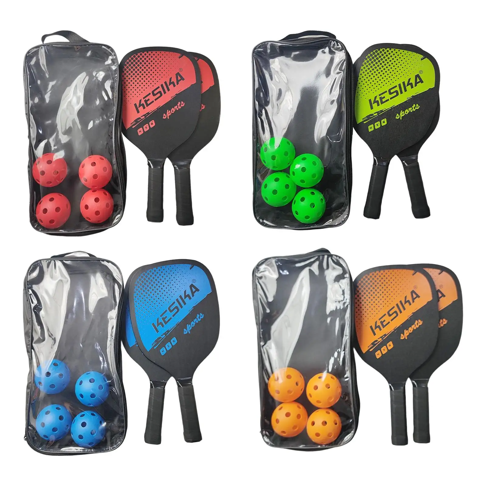 Pickleball Paddle Racket 2 Rackets Comfort Grip Lightweight 4 Pickleballs Storage Bag Wood for Men Women Indoor Outdoor Training