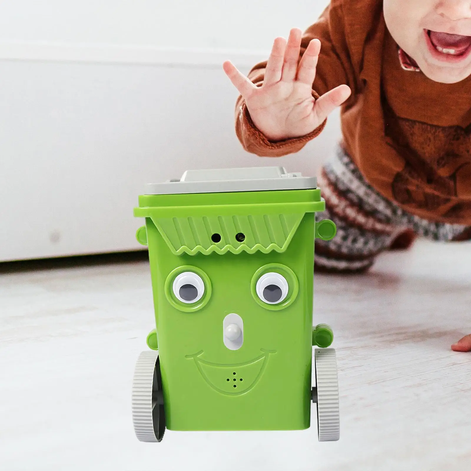 Small Robot Vacuum Cleaner Toy Realistic Mini Curbside Vehicle Garbage Bin Model for Birthday Party Favors Holiday Gift Present