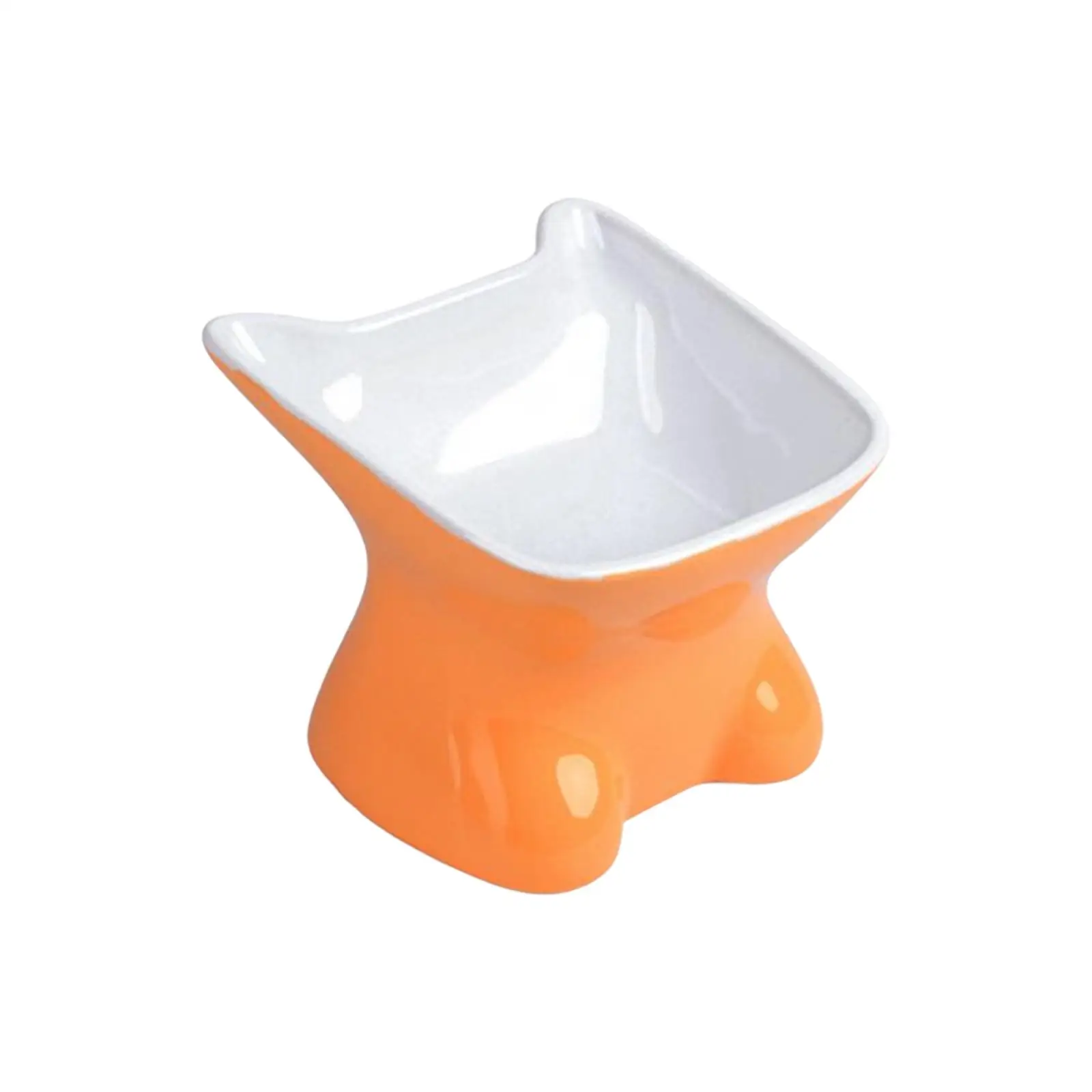 Raised Cat Food Bowl Pet Feeding Bowl Durable Protection Cervical Ceramic Raised Tilted Feeder Kitty Snack Bowl for Small Dogs