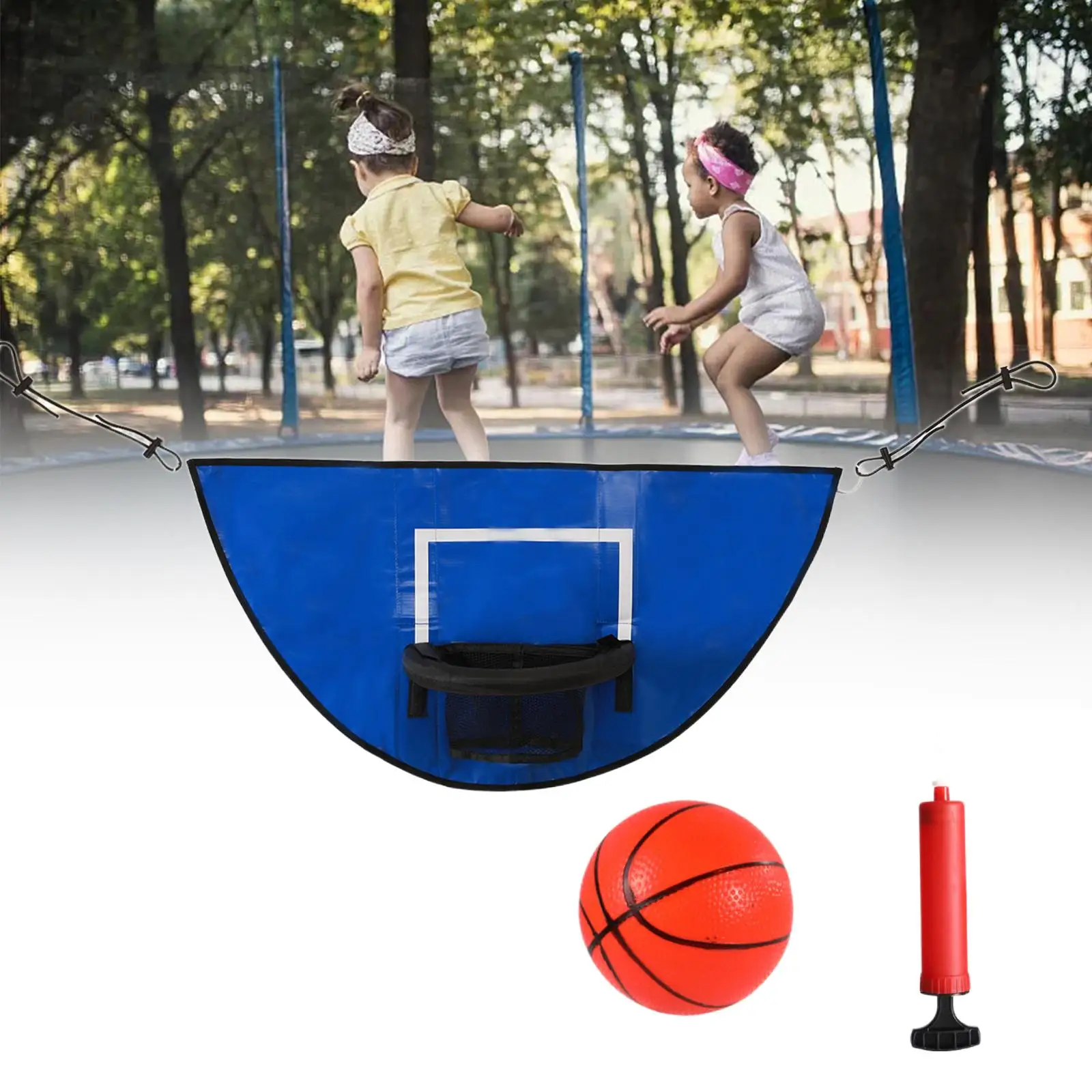 Trampoline Basketball Hoop, with Pump and Mini Basketball Trampoline Attachment