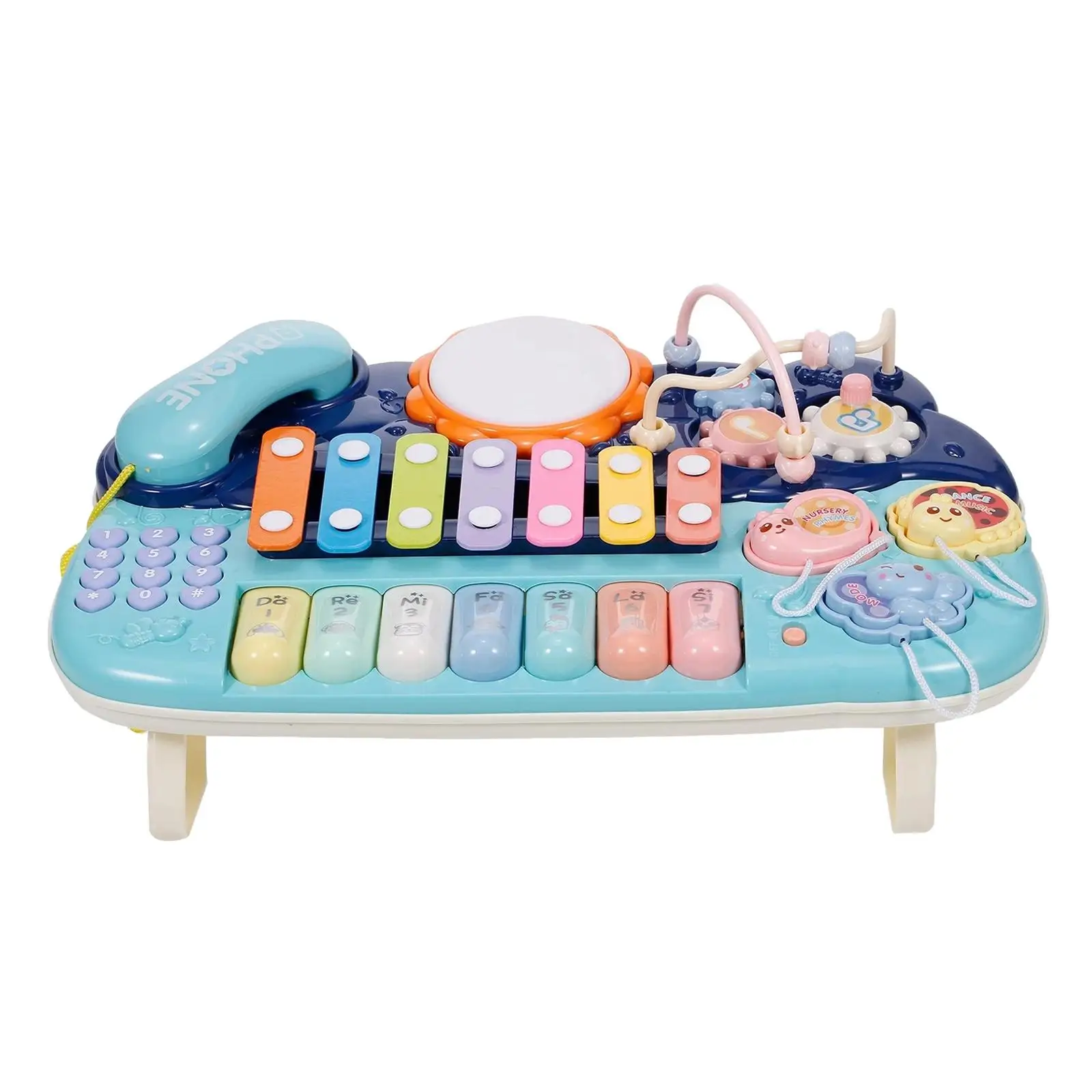 Musical Instruments Toys, Electronic Piano Keyboard Xylophone Drum Blue