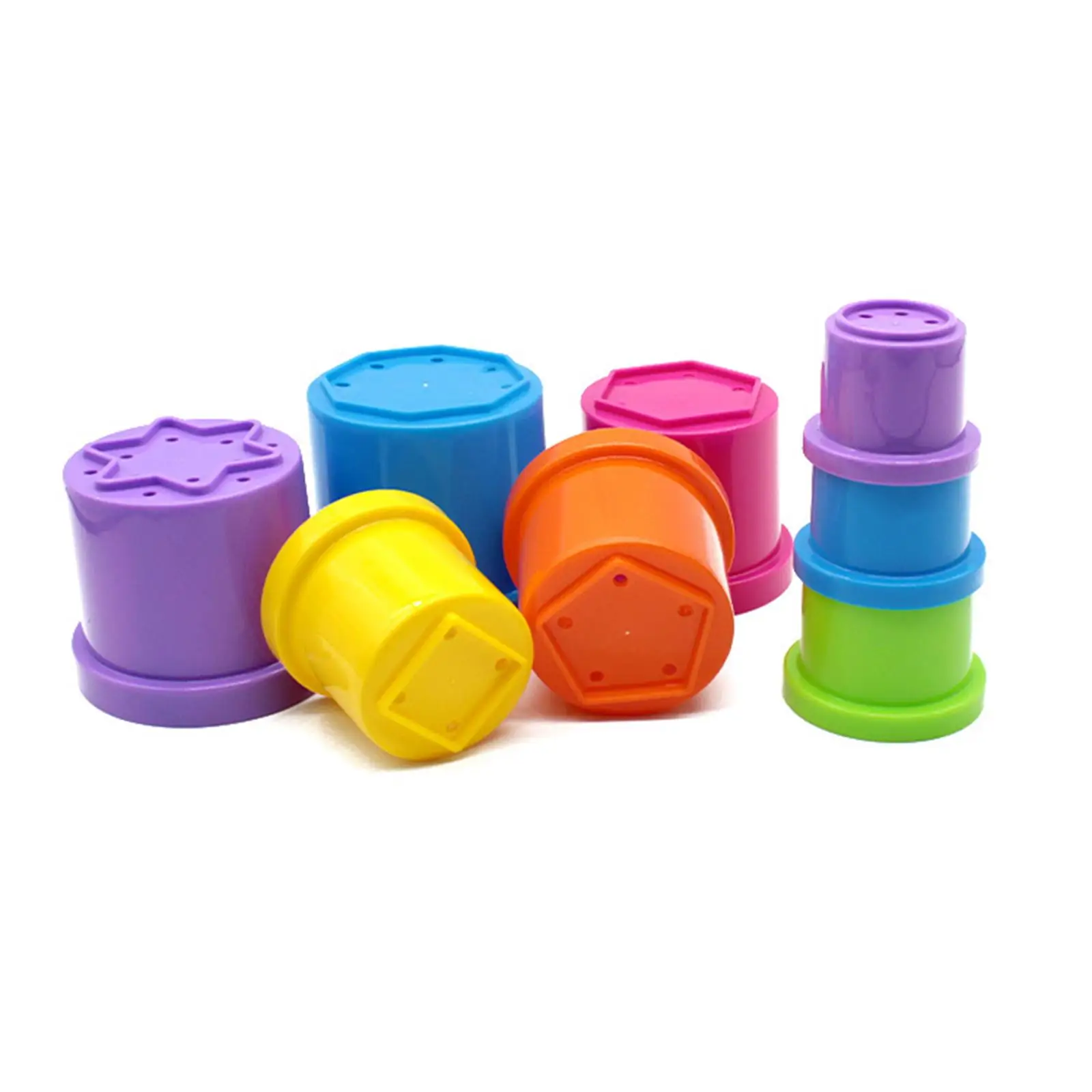 8Pcs Bath Stacking Cup Toy Early Learning Water Games  Month+ Infant