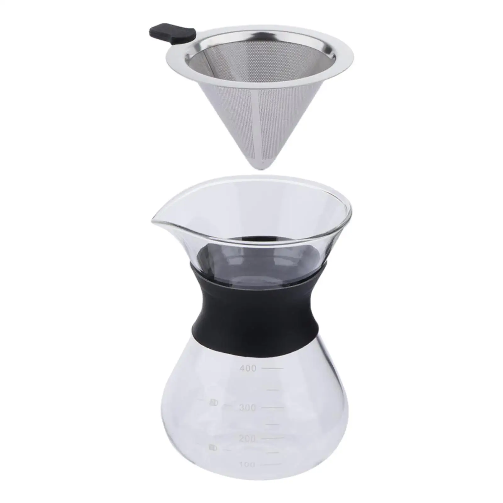 Reusable Filter Coffee Pot Maker Glass Carafe Pour Over