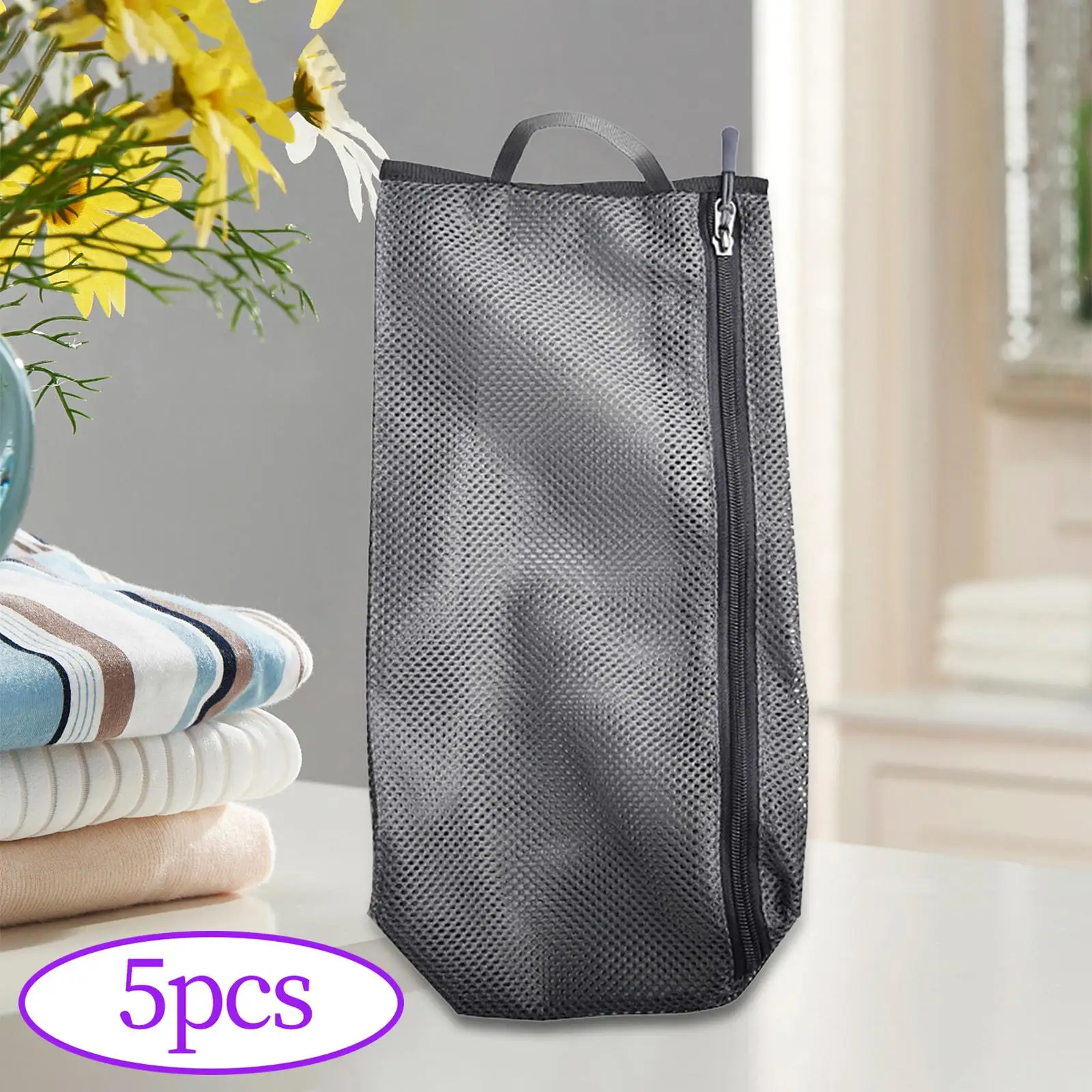 Portable Zipper Cosmetic Bag Pouch Breathable Multipurpose Ultralight Mesh