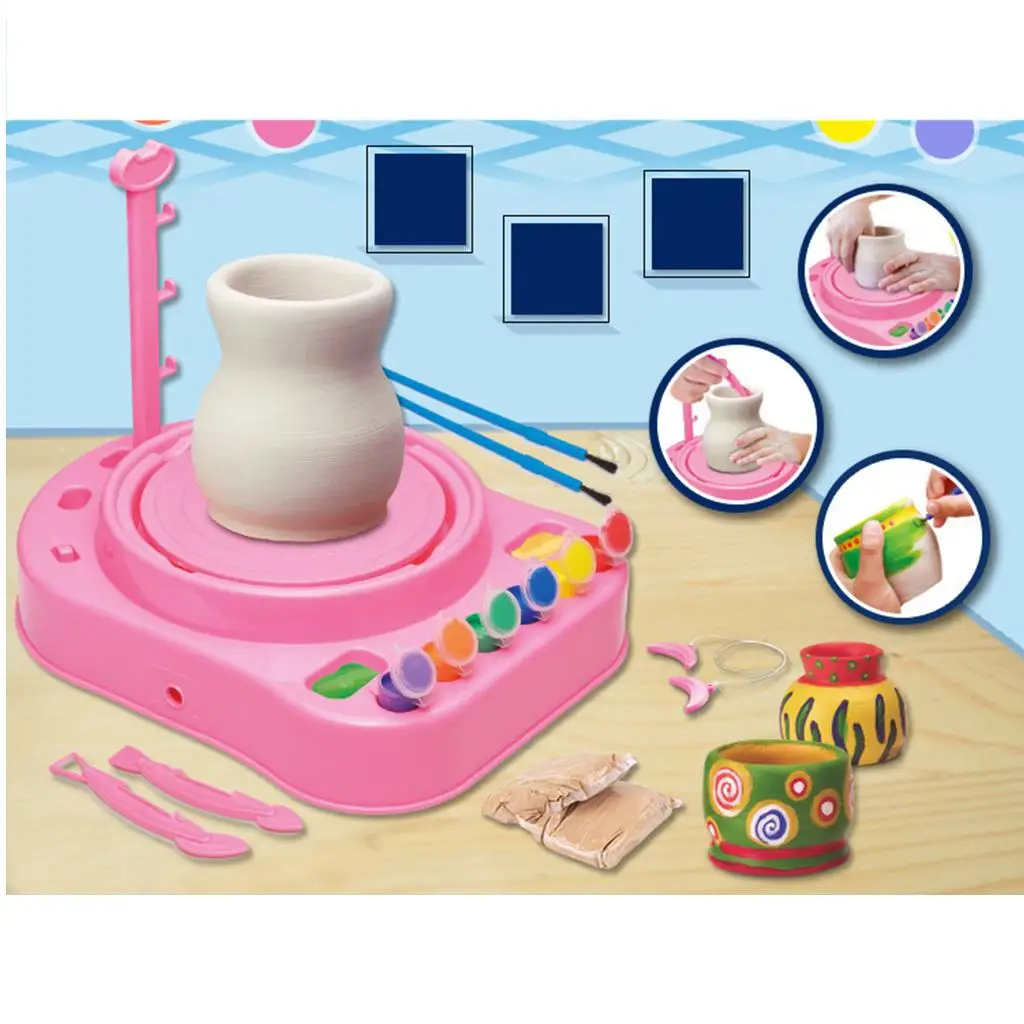 Electronic Pottery Studio Playset Kids Play Clay Art Crafts DIY Toy Red