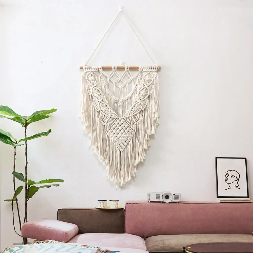 Chic  Style Macrame Handwoven Tapestry Handwoven Pendant Wall Hanging Art Tapestries Living Room Apartment Background Ornament
