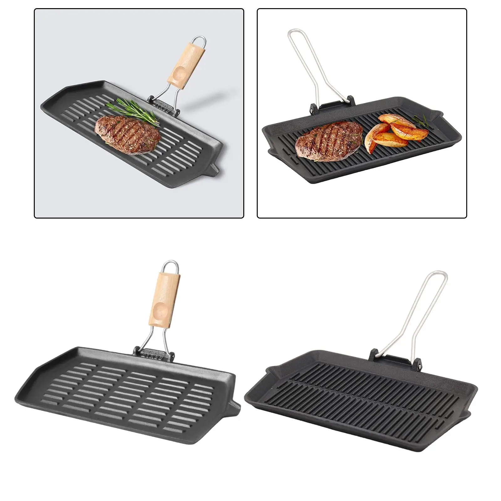 Steak Pan for Meat, Fish and Vegetables Grill Pan Frying Pan Griddle Pan for Restaurant Indoor Outdoor Household Kitchen