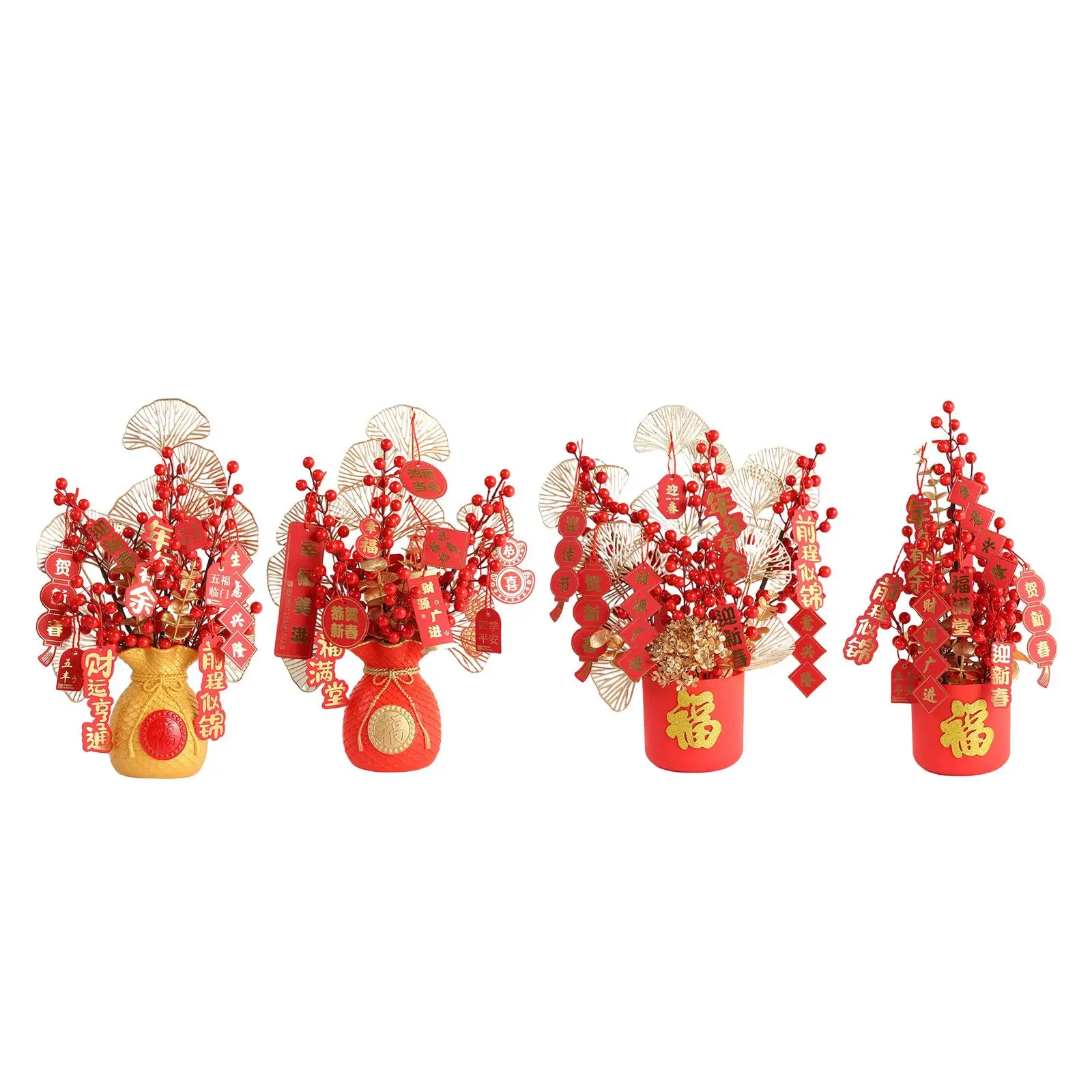 Blessing Bucket Set Spring Festival Bouquet Simulation Red Berries Decorative