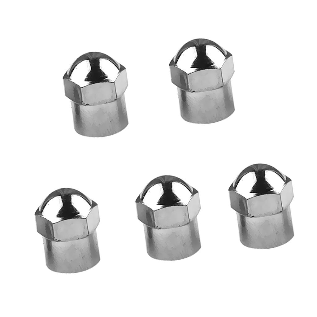 5 Pieces Chrome Plated Plastic Wheel Hex Tire Tyre Valve Stem Caps TPMS SAFE