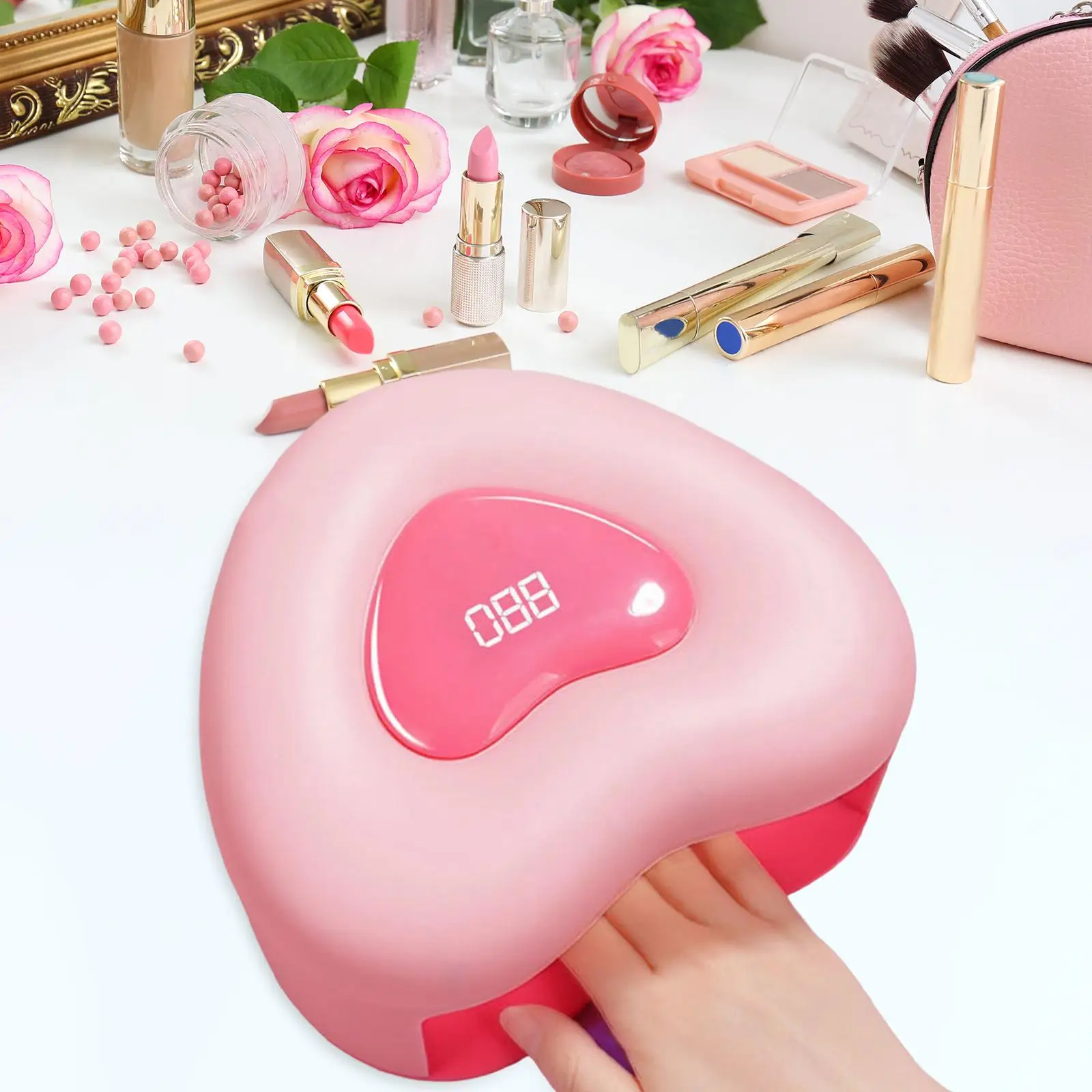 Mini LED Nail Lamp 280W Nail Tools 53 Lamp Beads Digital Display Pink Glue Baking Gel Nail Art Curing Lamp for Travel Salon