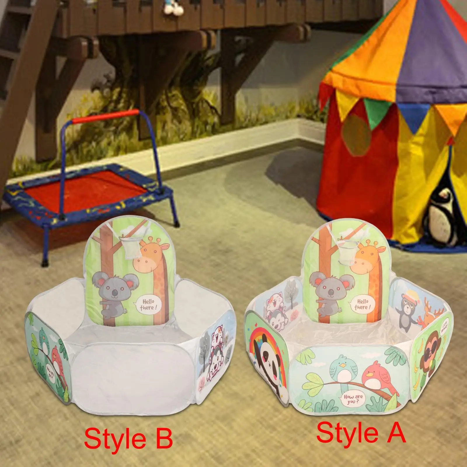 Play Tent with Basketball Hoop Portable Colorful Foldable Playpen Playground for Park Indoor Outdoor Playground Home Playpen Toy