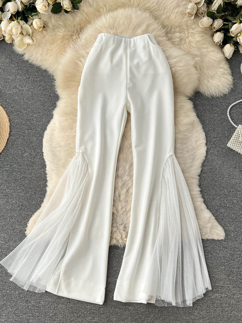 Ruffle Flare Pants White Ruffle Bottom Pants White Ruffles Flare