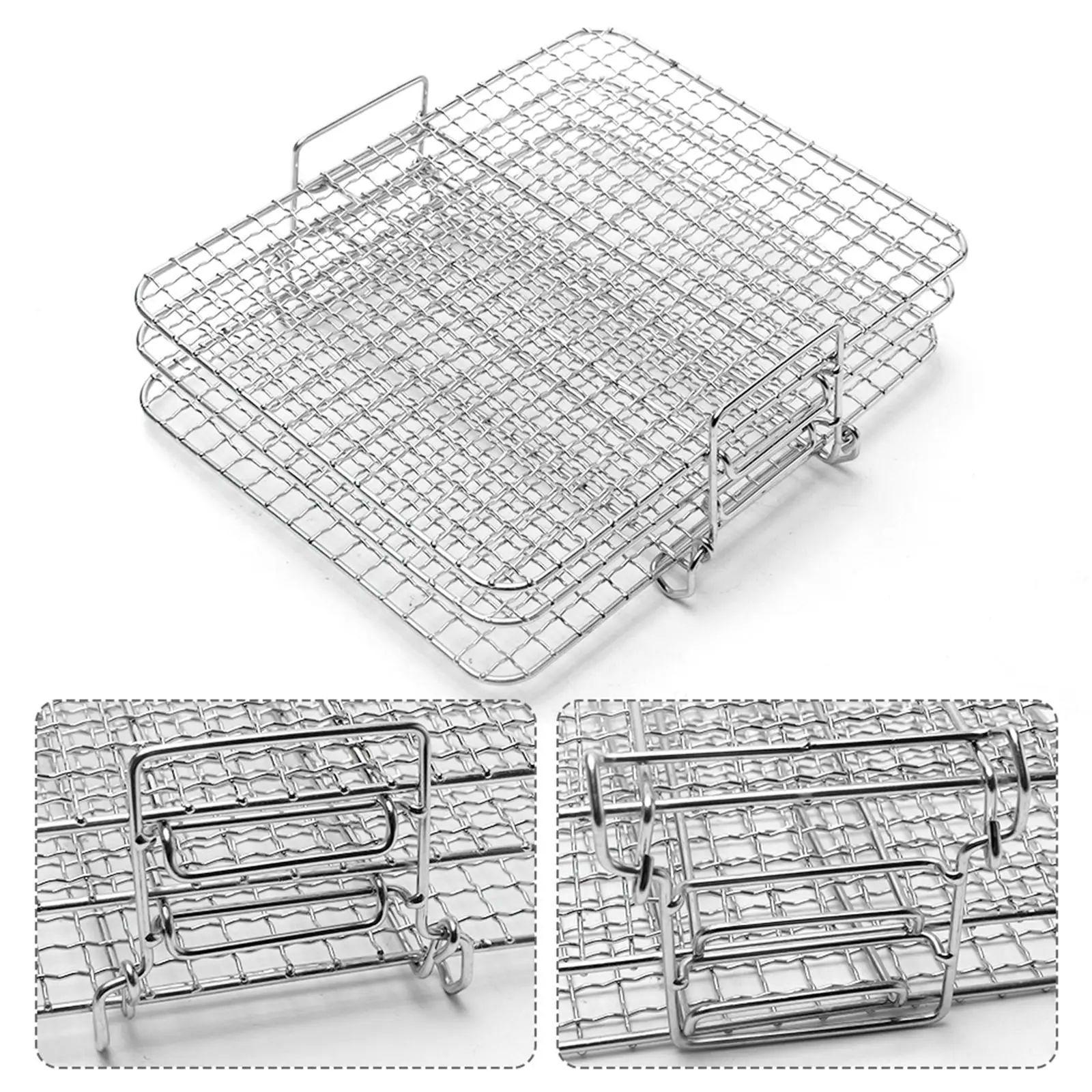 Large Air Fryer Rack 3 Stackable Stand Air Fryer Accessories Toast Rack for 8 Quart Air Fryer