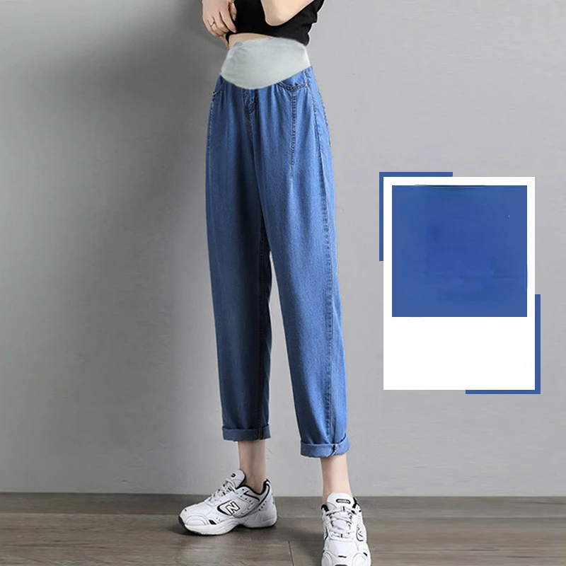 Maternity  Pants  Women's  Summer  Outer  Wear  Fashion  Large  Size  Loose  Wide  Leg  Pants  Jeans P06047 Maternity Clothing