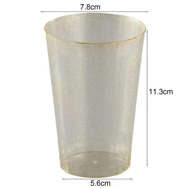 25 Pack Clear Crystal Disposable Tumbler Drink Glasses With Gold Rim