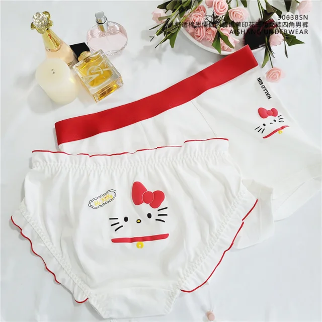 Sanrio Hello Kitty Women Panties Cartoon Cute Print Cotton Comfort Underwear  Briefs Breathable Men Boxers Underwear For Couples - AliExpress