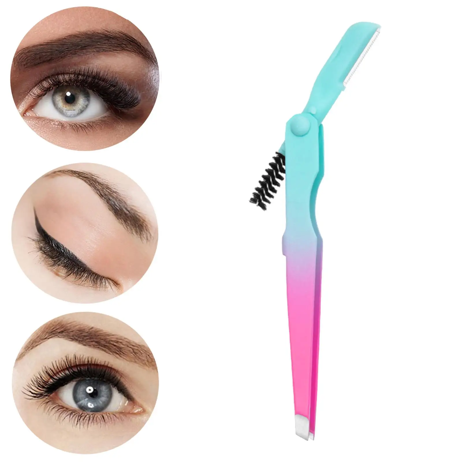Eyebrow Tweezers Multipurpose Face Hair Remover Professional Eyebrow Trimming Comfortable Grip Brow Trimmer 3 in 1 Eyebrow Brush