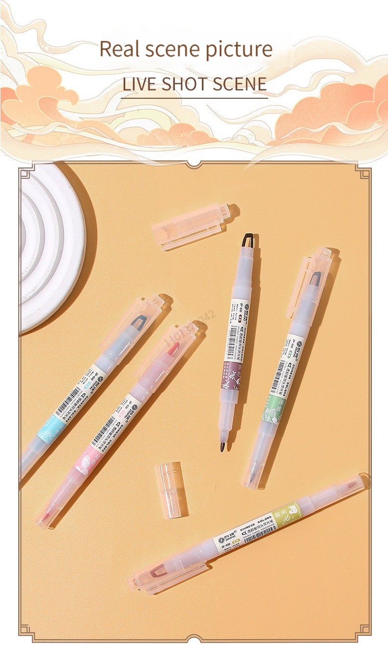 ZhiPai 5 Stück/Set Textmarker mit doppelter Spitze, Kawaii, farbige Manga-Marker, Pastellfarben, Scrapbooking, japanisches Schreibwaren-Schulmaterial – Detail 11