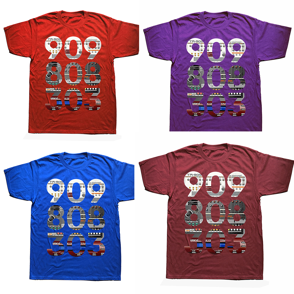 Lustige Synthesizer 909 808 303 Trommel T Shirts Sommer Grafik Baumwolle Streetwear Kurzarm Geburtstag Geschenke T-shirt Herren Kleidung – Detail 3