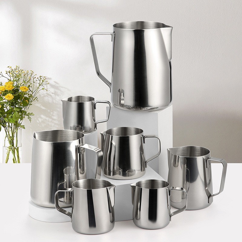 Description Picture 6 of item100-250ml Silvery Stainless Steel Milk Frothing Pitcher Steaming Coffee Latte Frother Cup Cappuccino Milk Cream Froth Pitcher