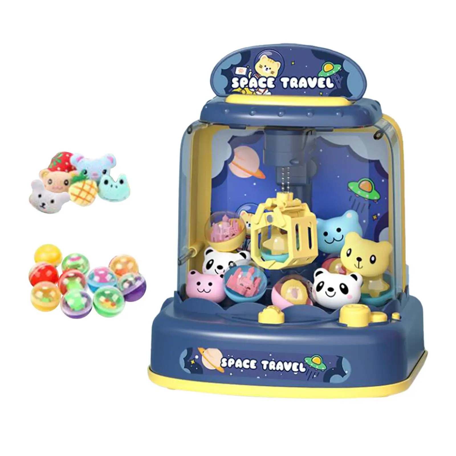 Claw Game Machine with Lights with 6 Dolls 10 Ball Toys Grabbing Machine with Music and Lights for Children Girls Holiday Gifts