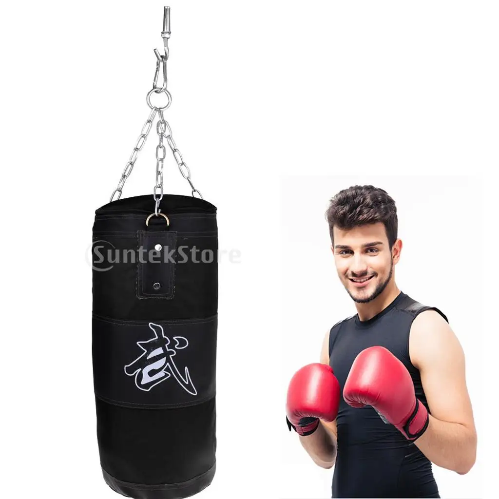 Durable Punching Bag Kickboxing MMA Training Sandbag Hanging Chain Ceiling Training Set at Home/Office