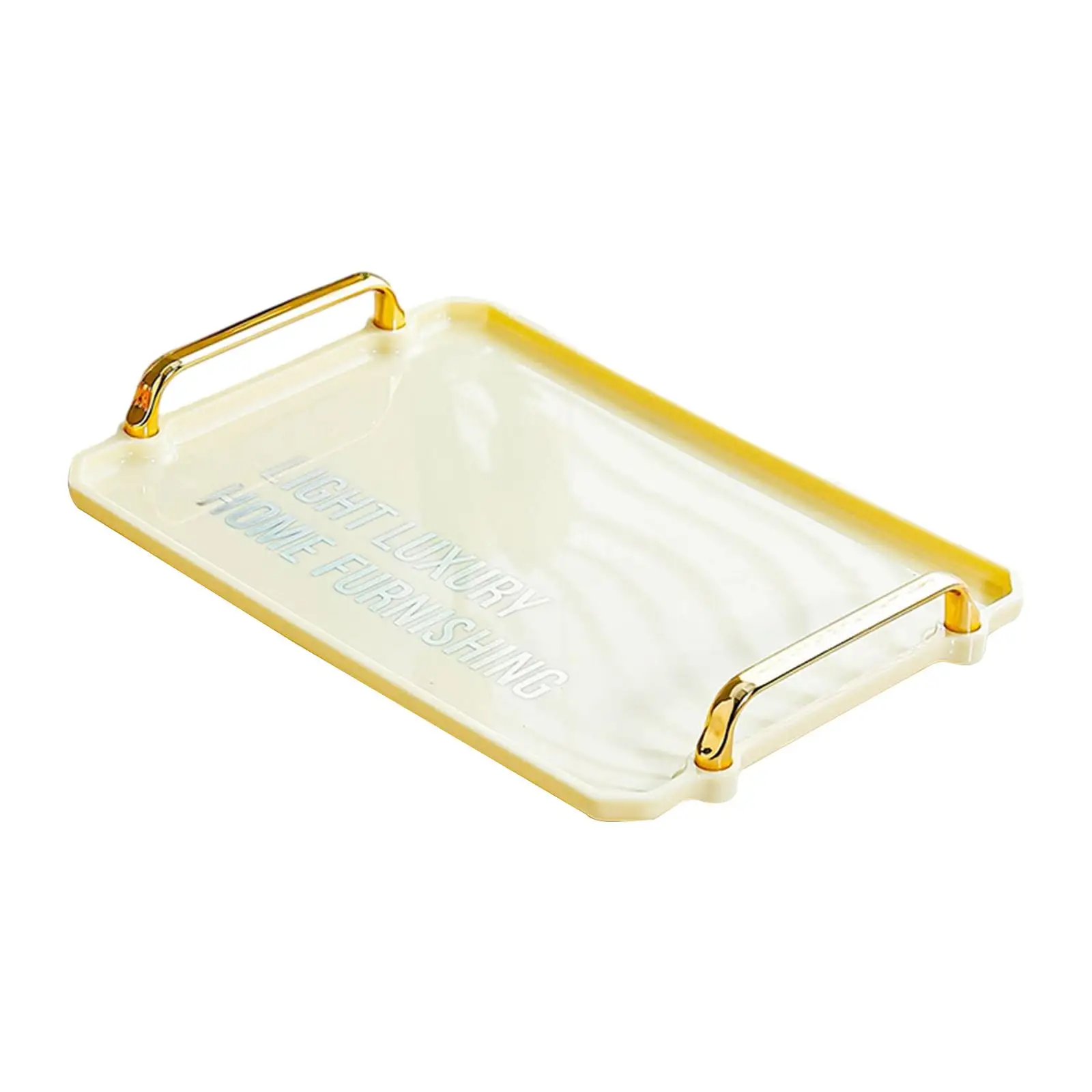 Serving Tray with Gold Handles Decorative Tray for Snacks Coffee Table