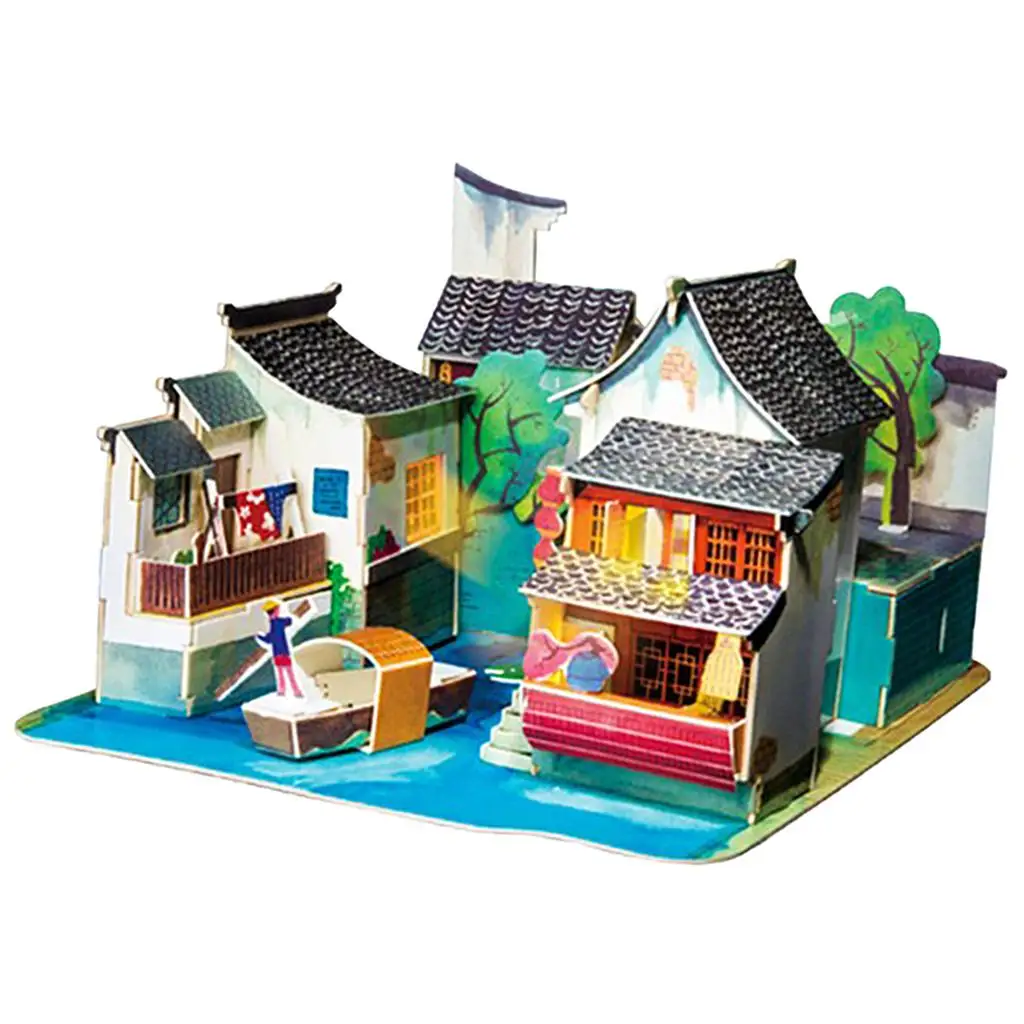 Dollhouse Wooden room set - Chinese Traditional Architecture  Decoration - Miniature Buildings for Children Birthday