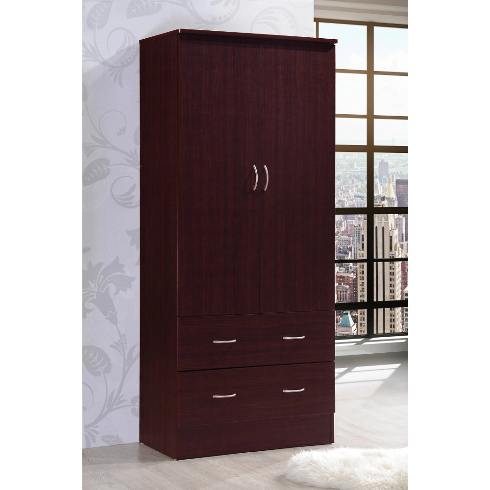 Title 1, Hodedah Two Door Wardrobe with Two Drawers and ...