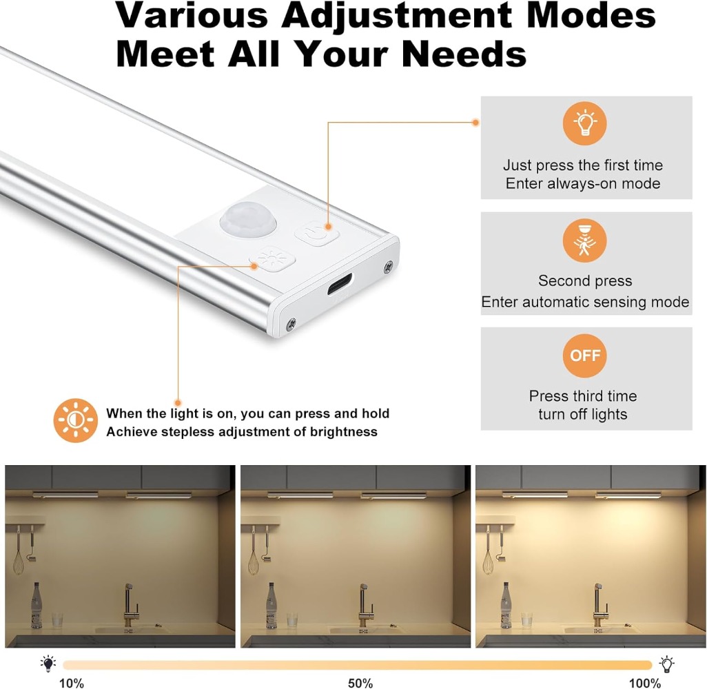 Night Lamp With Motion Sensor LED Battery 2200 mAh USB Rechargeable Touch Light For Room Kitchen Cabinet Wardrobe Lamp