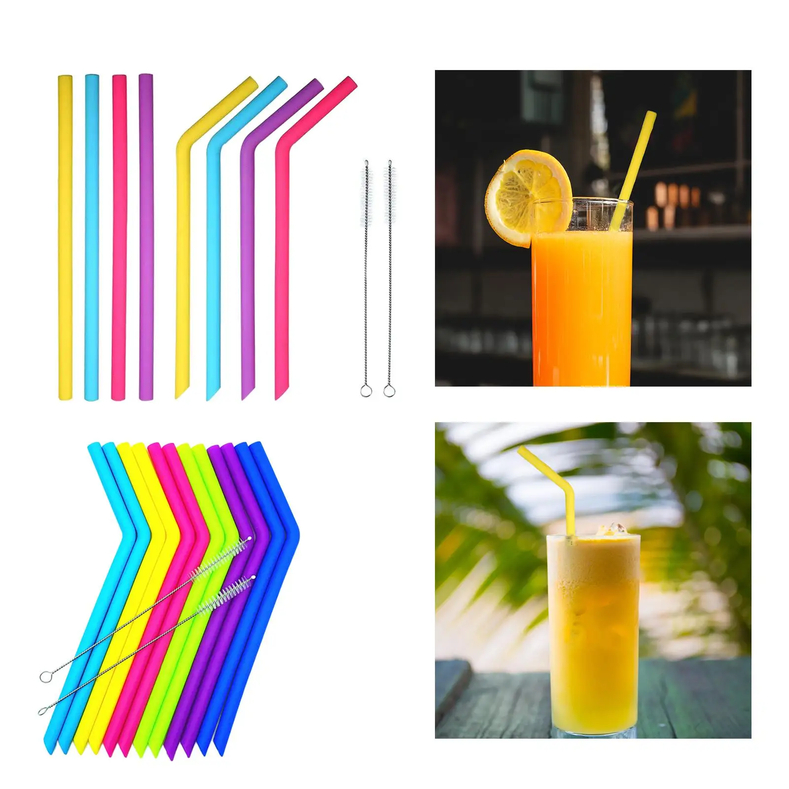 Food Grade Silicone Straws Drinking Straws for Mug Cup Bottle Birthday Party