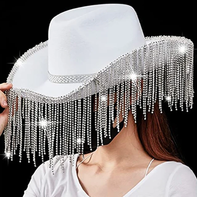 Glitter Silver Black Cowboy Hats for Women - Western Sparkly Rhinestone  Cowgirl Hat for Ladies