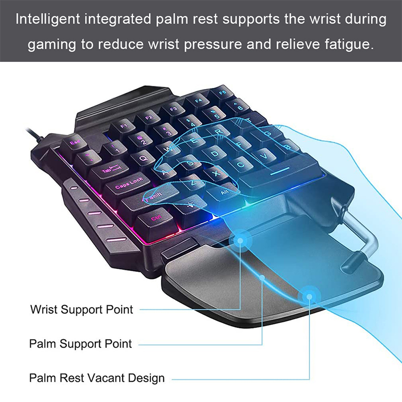 Title 6, 1pc Einhand Gaming Tastatur RGB Hintergrundbele...