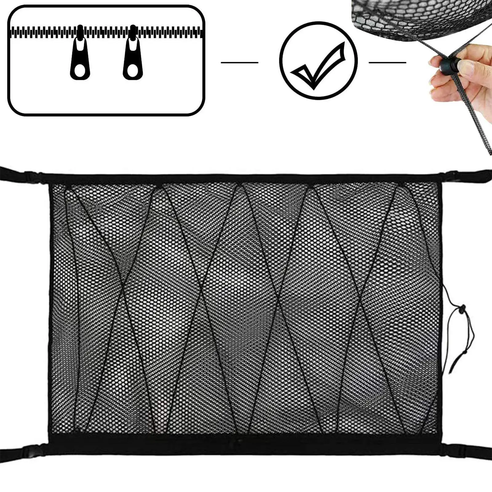 Car Ceiling Cargo Pocket Roof Storage Organizer Adjustable for Towel Quilt