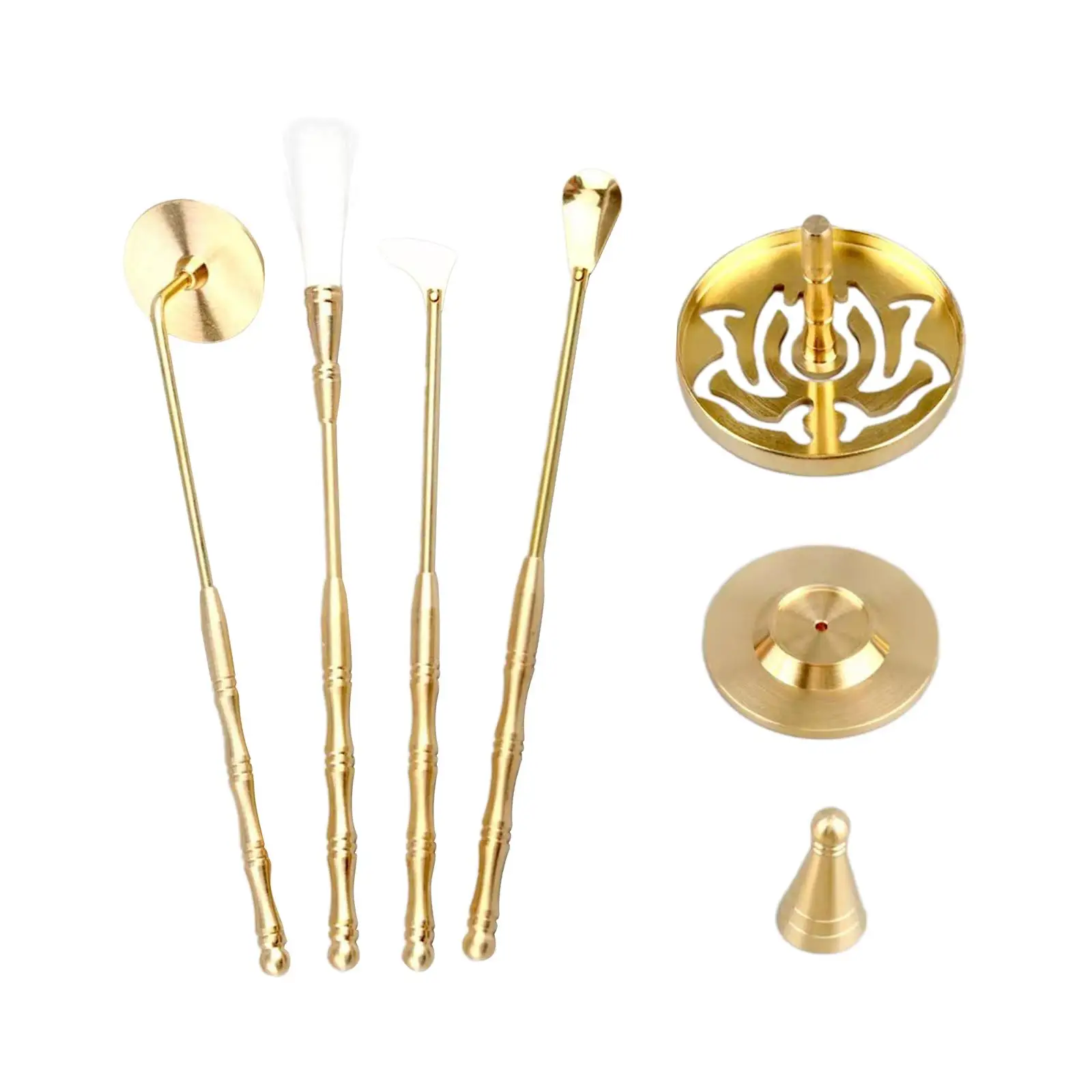 7 Pieces Brass Incense Making Set Incense Spoon Incense Ash Press DIY Incense Fragrance Accessories Chinese Incense Ceremony Set