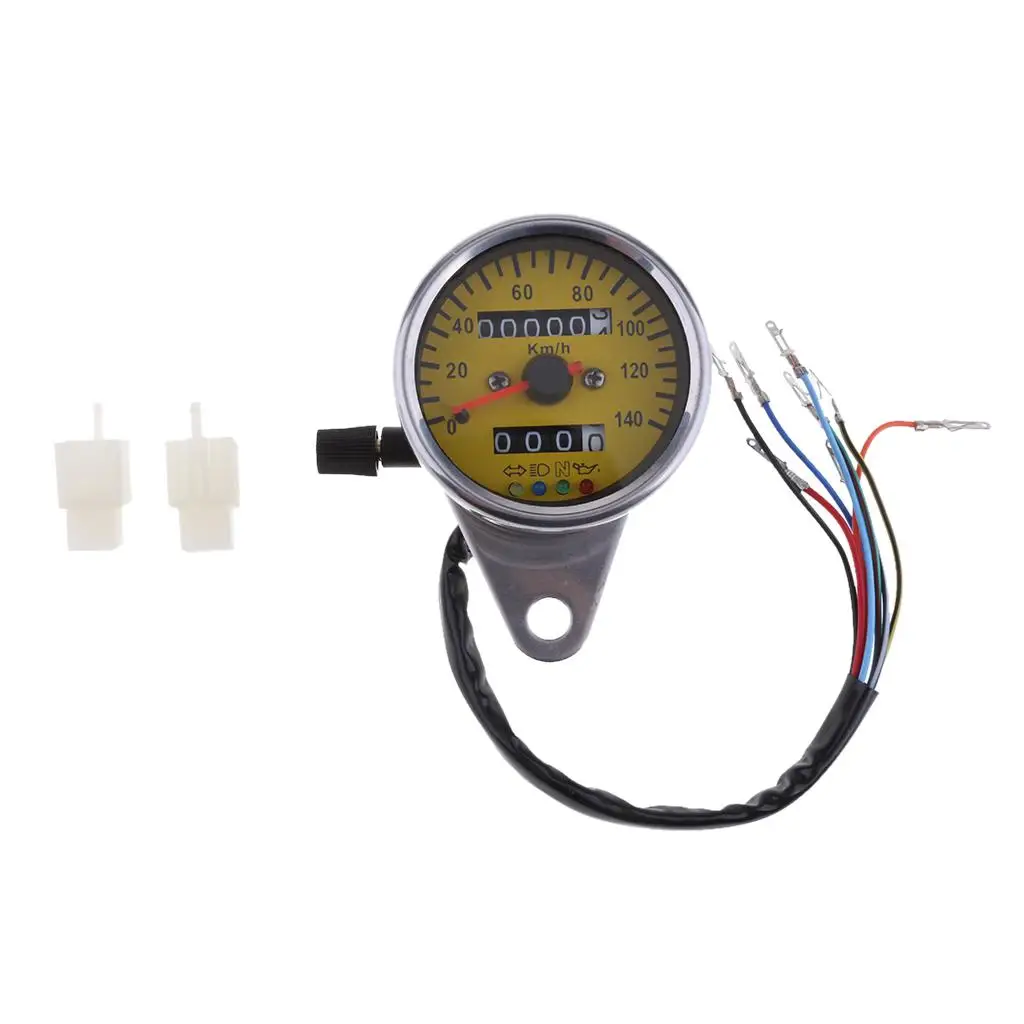 Silver Shell Yellow  LED Backlight Motorcycle Odometer Speedometer 