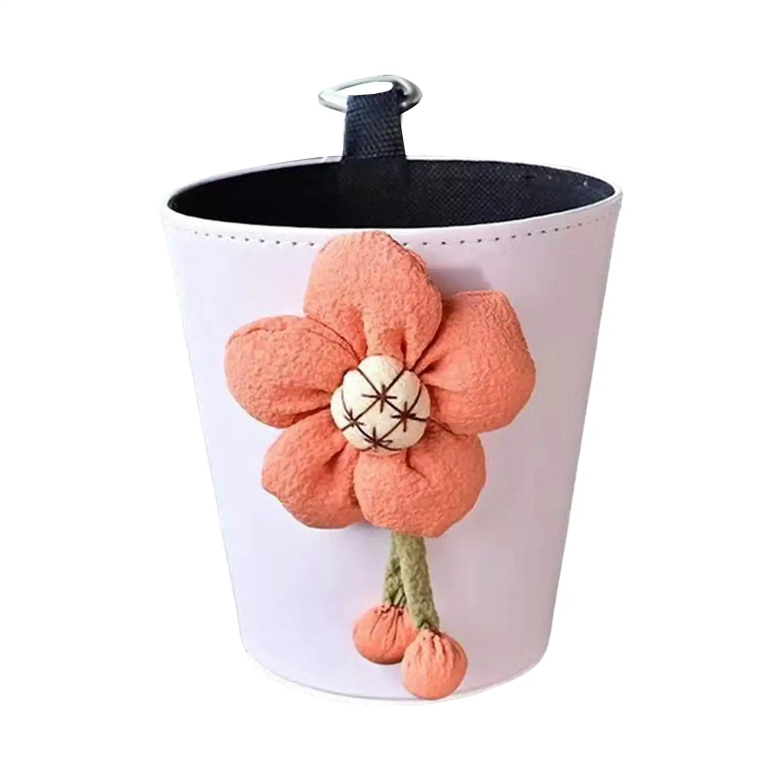 Car Trash Can with Fixing Hook PU Leather Exquisite Universal Rubbish Bin