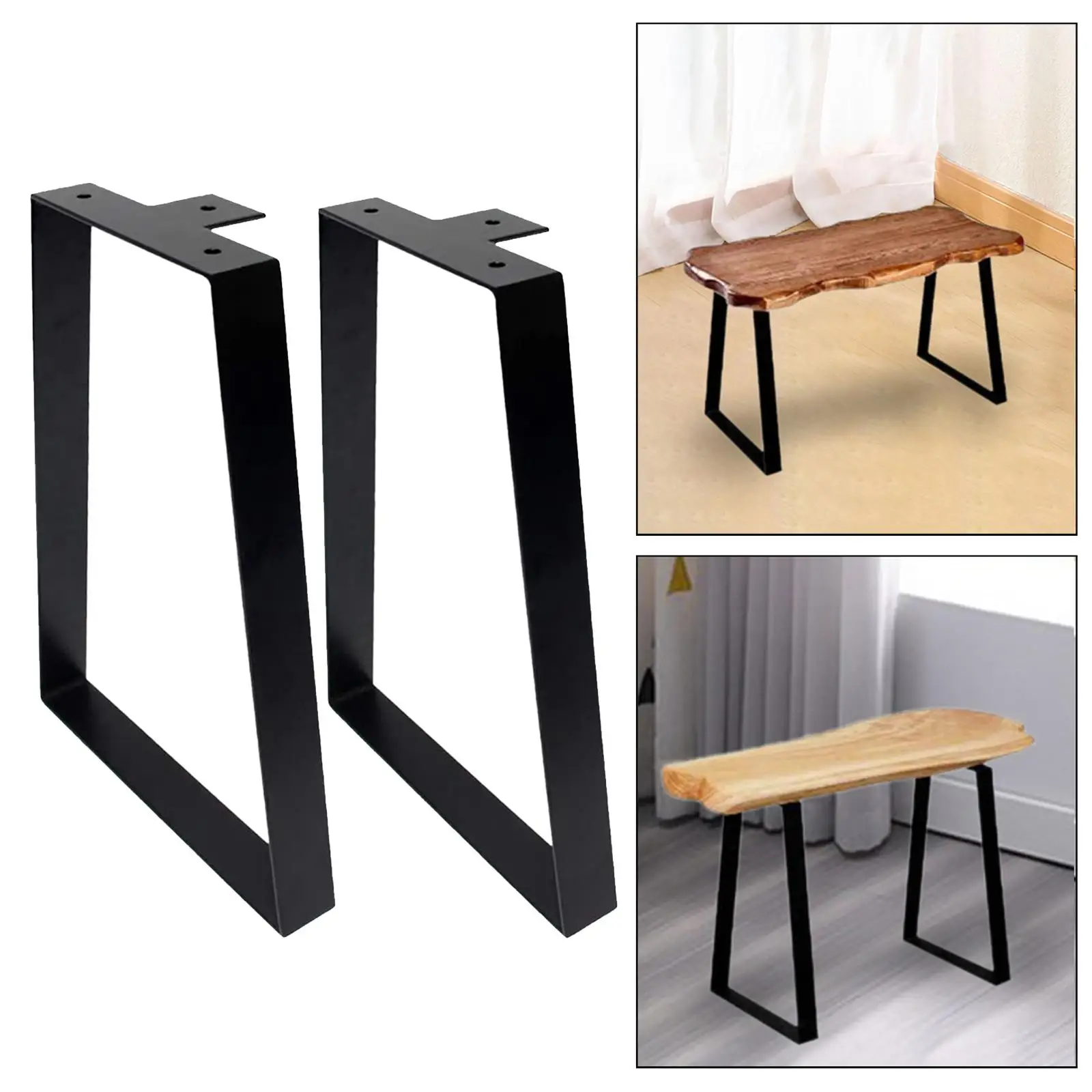2x Trapezoid Table Legs Iron Desk Legs Furniture Legs Rustic Replacement Bench Legs for Coffee Tables Office Night Stands